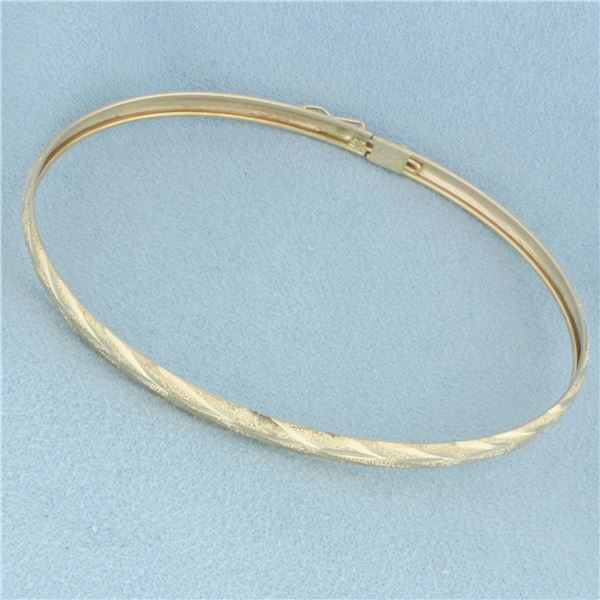 Sandblast  Finish Bangle Bracelet in 10k Yellow Gold