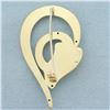 Image 2 : Italian Abstract Tear Shape Pin Brooch in 14k Yellow Gold