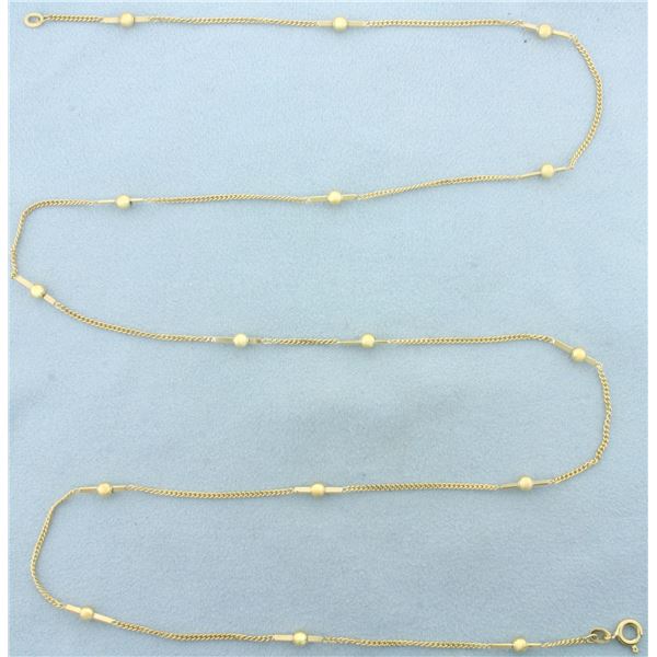 Italian 31 Inch Ball Bead and Bar Chain Necklace in 14k Yellow Gold