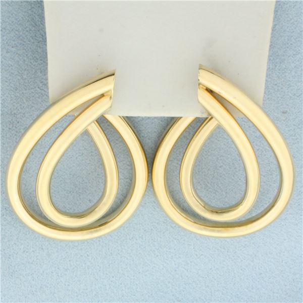 Large Teardrop Drop Earrings in 14k Yellow Gold