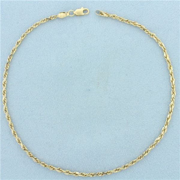 Rope Link Anklet in 10k Yellow Gold