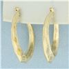 Image 1 : Diamond Etched Hoop Earrings in 14k Yellow Gold