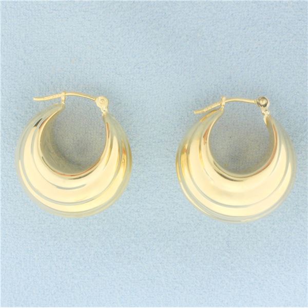 Wide Hoop Earrings in 14k Yellow Gold