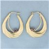 Image 1 : Amethyst Oval Hoop Earrings in 14k Yellow Gold