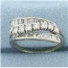 Image 1 : Diamond Wave Design Ring in 14k White Gold