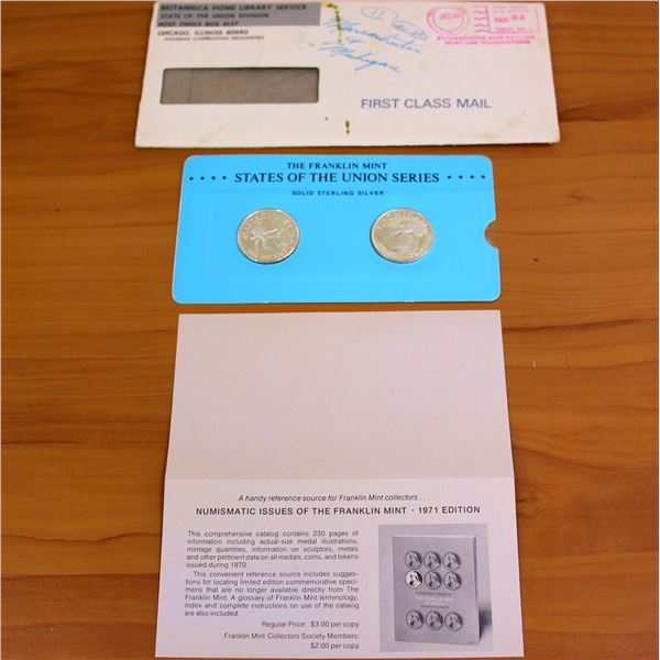 Franklin Min States of the Union Sterling Silver Coins Massachusetts and Michigan Original Packaging