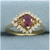 Image 1 : Ruby and Diamond Evil Eye Ring in 14k Yellow Gold