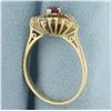 Image 3 : Ruby and Diamond Evil Eye Ring in 14k Yellow Gold