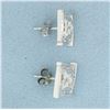 Image 2 : Diamond Square Button Earrings in 10k White Gold