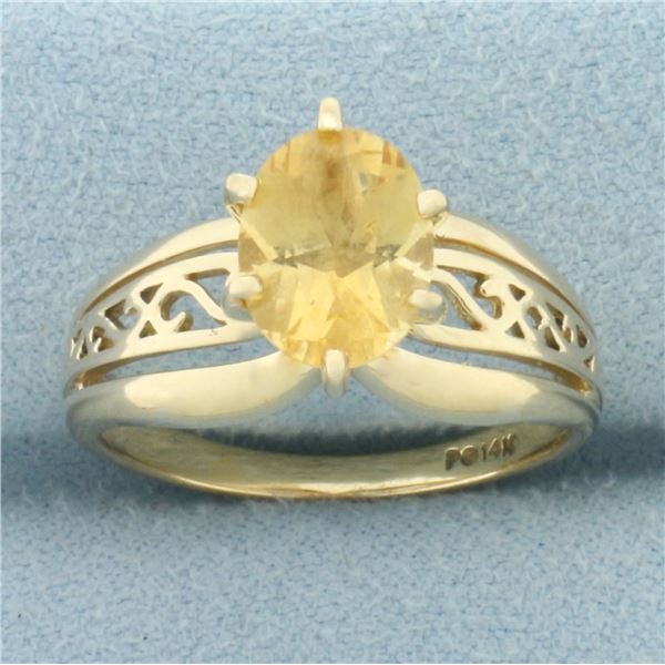 Citrine Filigree Ring in 14k Yellow Gold