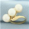 Image 2 : Cultured Akoya Pearl Ring in 14k Yellow Gold