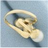 Image 4 : Cultured Akoya Pearl Ring in 14k Yellow Gold