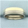 Image 1 : Comfort Fit Titanium and 14k Gold Mens Wedding Band Ring