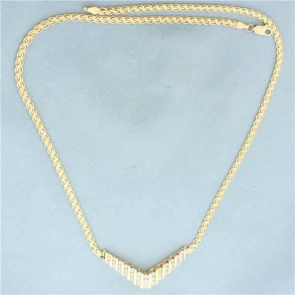 Diamond V Necklace in 14k Yellow Gold