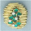 Image 1 : Designer Emerald and Diamond Pendant or Slide in 18k Yellow Gold