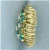 Image 3 : Designer Emerald and Diamond Pendant or Slide in 18k Yellow Gold