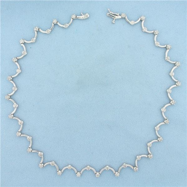 Designer Diamond Choker Necklace in 14k White Gold