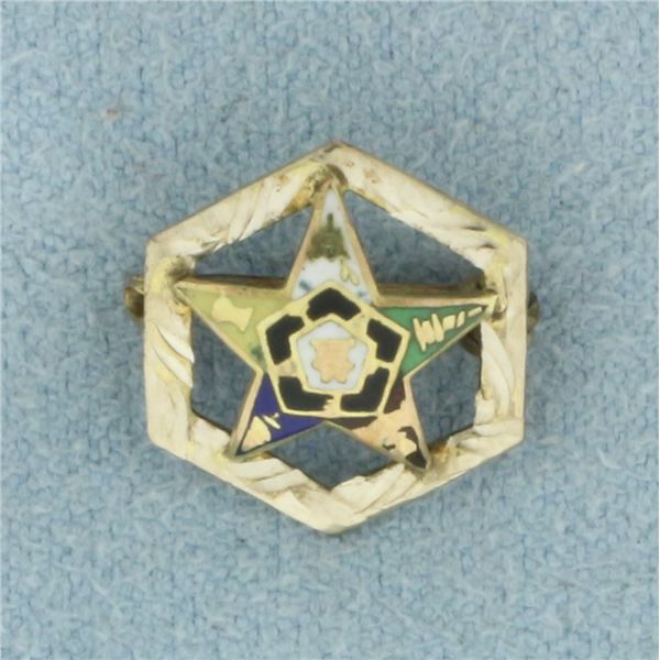 Vintage Order Of The Eastern Star Masonic Pin in 10k Yellow Gold