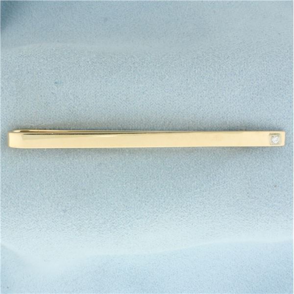 Vintage Diamond Tie Bar Clip in 14k Yellow Gold