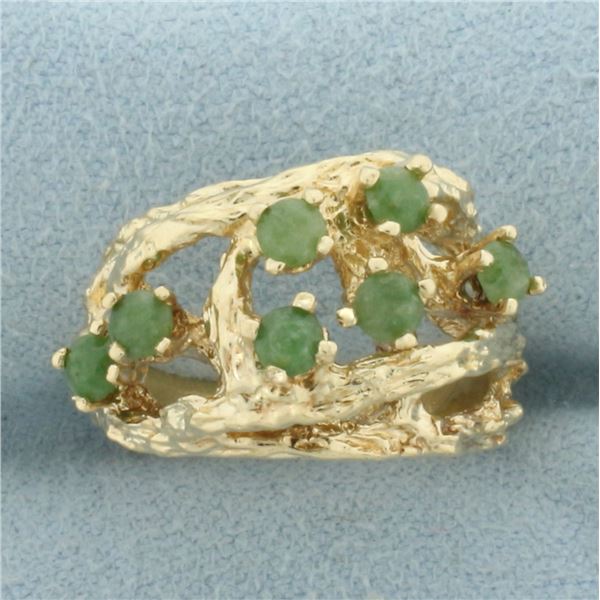 Jade Nature Branch Ring in 14k Yellow Gold