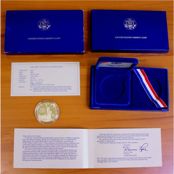 US Mint Liberty Silver Dollar Coin Proof Set OGP 1986