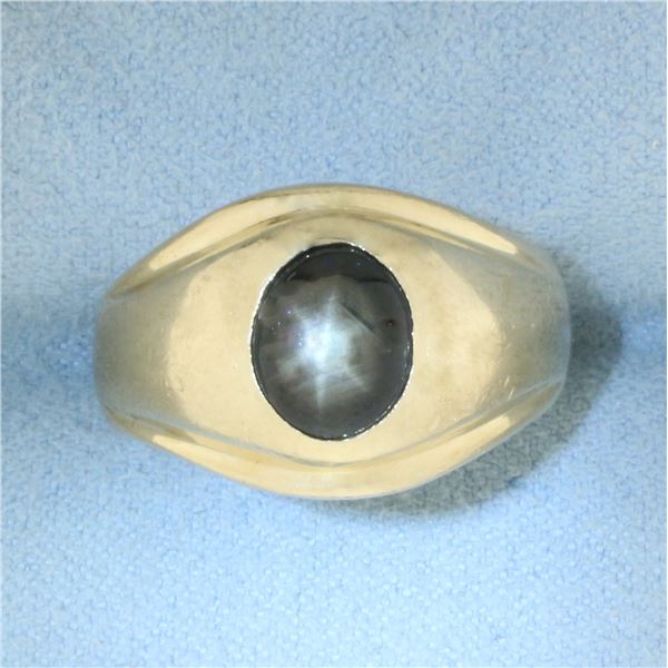 Mens Star Sapphire Ring in 14k Yellow Gold