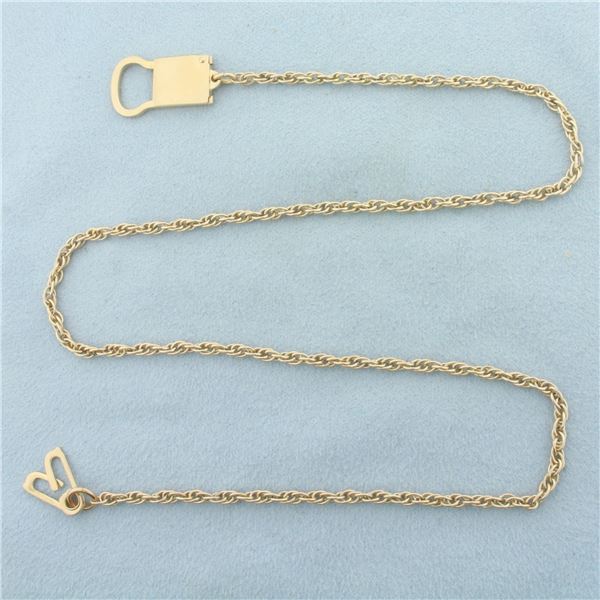 Unique Lock Chain Necklace in 10k Yellow Gold