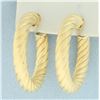 Image 2 : Italian Rope Hoop Earrings in 18k Yellow Gold