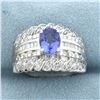 Image 1 : AAA Tanzanite and Diamond Ring in 18k White Gold