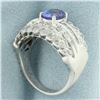 Image 3 : AAA Tanzanite and Diamond Ring in 18k White Gold