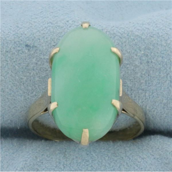 Jade Solitaire Statement Ring in 14k Yellow Gold