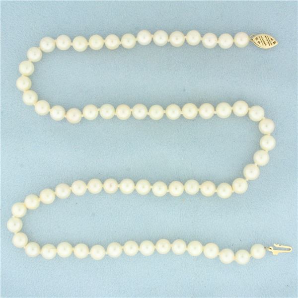 Akoya Pearl Strand Necklace in 14k Yellow Gold