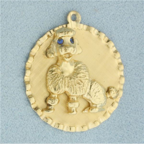 Engravable Poodle Dog Charm or Pendant in 14k Yellow Gold