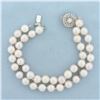 Image 1 : Akoya Pearl Double Strand Bracelet in 14k White Gold