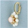 Image 2 : Akoya Pearl and Diamond Pendant in 14k Yellow Gold
