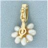 Image 3 : Akoya Pearl and Diamond Pendant in 14k Yellow Gold