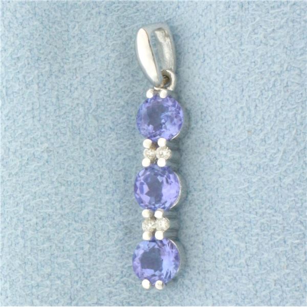 Tanzanite and Diamond Pendant in 14k White Gold