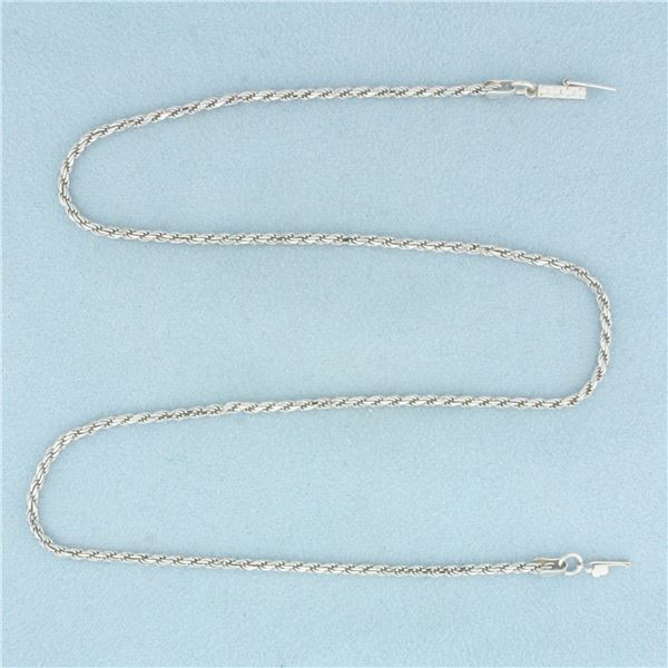16 Inch Italian Rope Link Chain Necklace in 14k White Gold