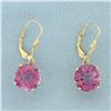 Image 1 : Checkerboard Cut Pink Topaz Dangle Earrings in 14k Yellow Gold