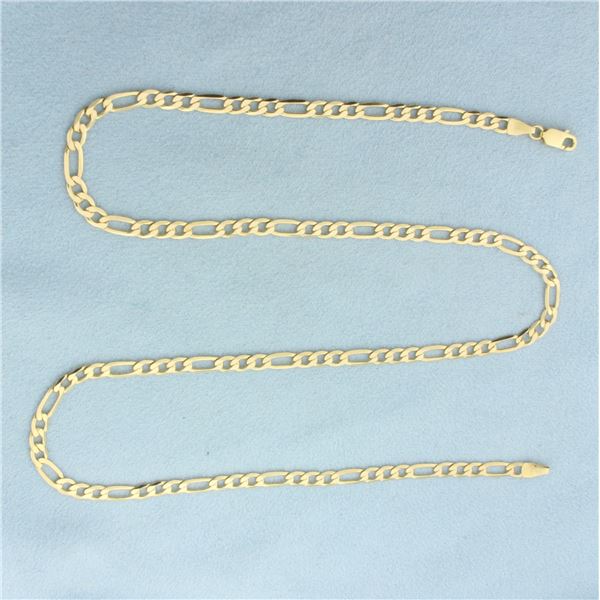20 Inch Italian Figaro Link Chain Necklace in 14k Yellow Gold