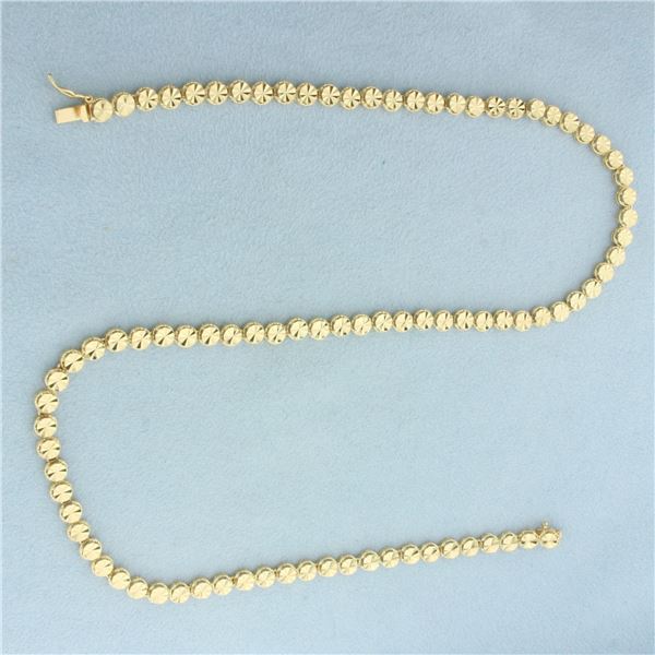 17 Inch Diamond Cut Disc Link Necklace in 14k Yellow Gold