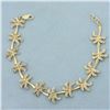 Image 1 : Diamond Palm Tree Link Bracelet in 14k Yellow Gold