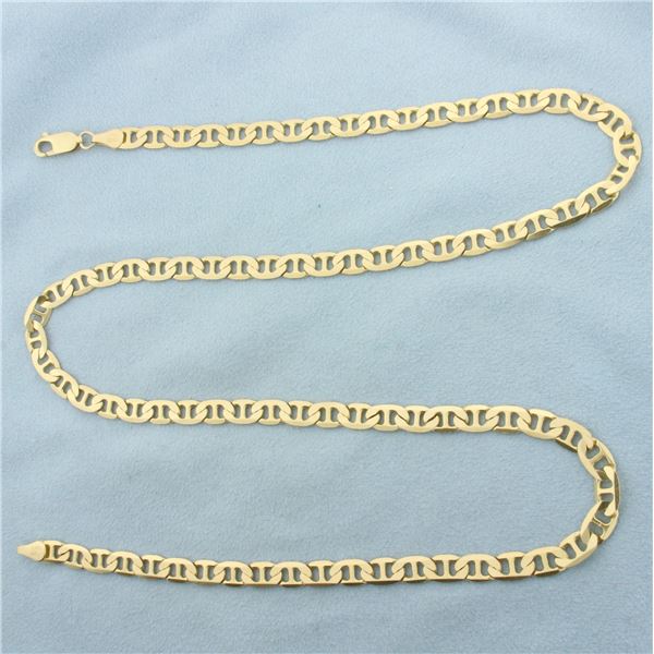 Italian 25 Inch Anchor Mariner Link Chain Necklace in 14k Yellow Gold