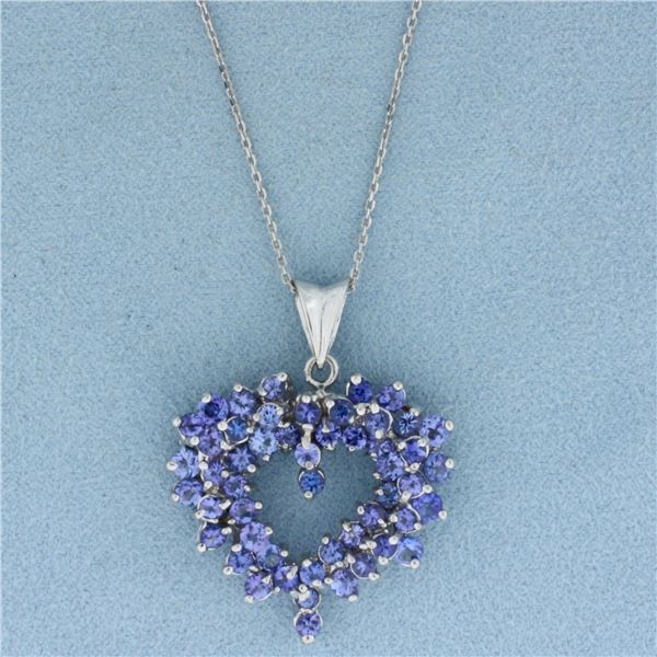 Tanzanite Heart Necklace in 14k White Gold