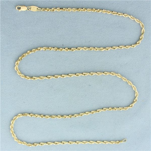 22 Inch Rope Link Chain Necklace in 14k Yellow Gold