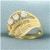 Image 2 : Wave Design Diamond Ring in 14k Yellow Gold