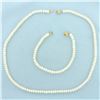 Image 1 : Pearl Necklace Strand and Bracelet Set in 14k Yellow Gold