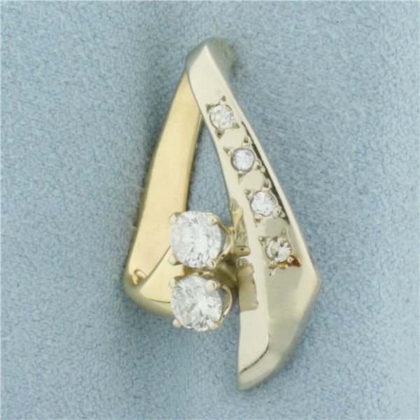 Diamond Pendant or Slide in 14k Yellow and White Gold