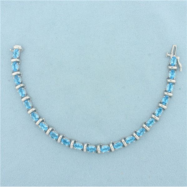 Swiss Blue Topaz Tennis Bracelet in 14k White Gold