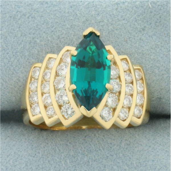 Tsavorite Garnet and Diamond Ring in 14k Yellow Gold